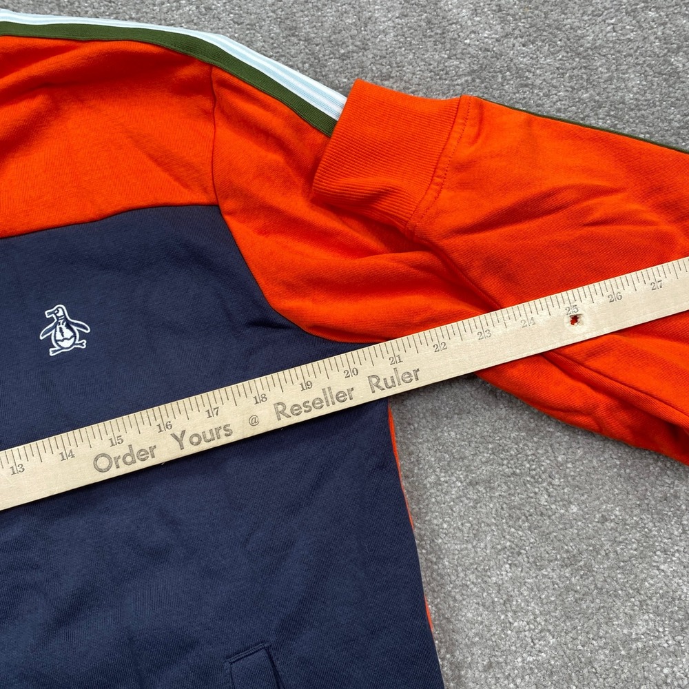 Original Penguin Track Jacket Mens Small Orange Navy Colorblock Striped Zip Up - Picture 6 of 7